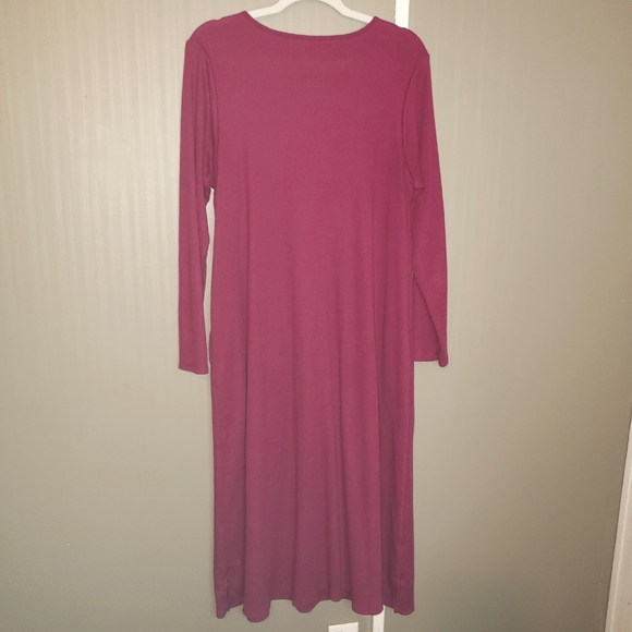 Woman Within 14W 16W Waffle Knit Thermal Nightgown Dress Lounger Nightie Maroon - Picture 8 of 8